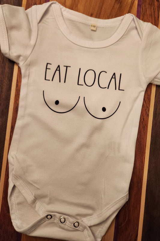 Eat Local Baby Onesie-Some sizes may be preorder.